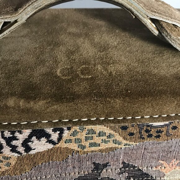 Vtg French Luggage Co Tapestry Brown Suede Luggage Set Countryside with Unicorn - Picture 10 of 16